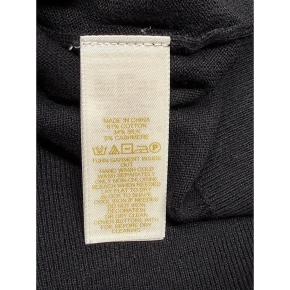 Kate Spade Sweater Womens Medium Black Benson Cardigan Embellished Silk Holiday - Picture 6 of 9